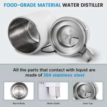 DC HOUSE 1 Gallon Water Distiller Machine, 750W 4L Pure Distilled Water Maker Machine for Home Countertop Table Desktop, Drinking Purifier for Home Kitchen CPAP Hmidifiers with Pastic Container