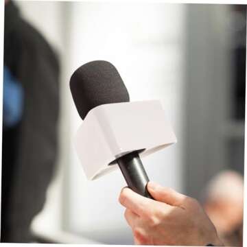 HAPINARY Portable Triangular Abs Microphone Logo Flag for Interview Stations Mic Logo Flag Station White for Tv Stations and Reporters