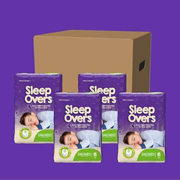 SleepOvers by Cuties, Bedwetting Underwear for Girls and Boys, Small/Medium 38-65 lbs, 60 Count