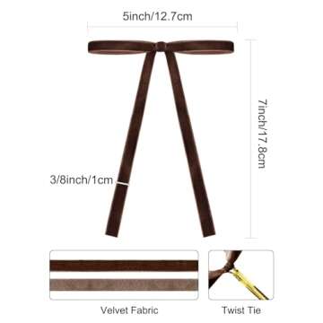 SIMISI RIBBON 24 Pcs Brown Velvet Christmas Tree Bows Door Garland Decor Vintage Wreath Bow (3/8'' W...