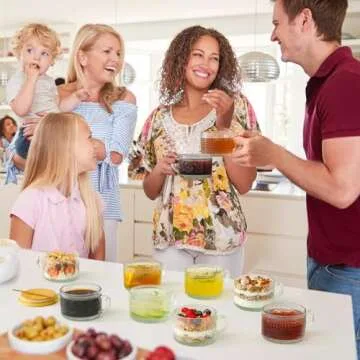 LANDNEOO 12pcs Set Irish Coffee Glasses, Vintage Coffee Mugs, Overnight Oats Containers with Bamboo Lids and Spoons - 14oz Clear Embossed Glass Cups, Cute Coffee Bar Accessories, Iced Coffee Glasses