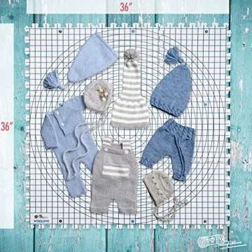 Blocking Mats for Wet and Steam Blocking with Grids and Radial Circles for Curved Projects - 1 cm Thickness - Set of 9 Marked with Numbers Includes 50 t pins and Storage Bag