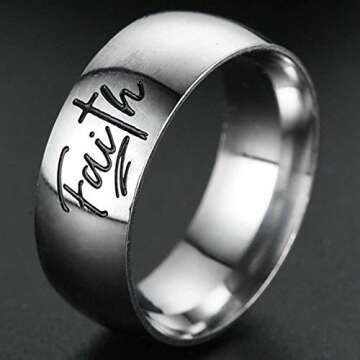 Jude Jewelers 8MM Stainless Steel Christian Faith Cross Religious Wedding Band Ring (Silver Faith, 8...