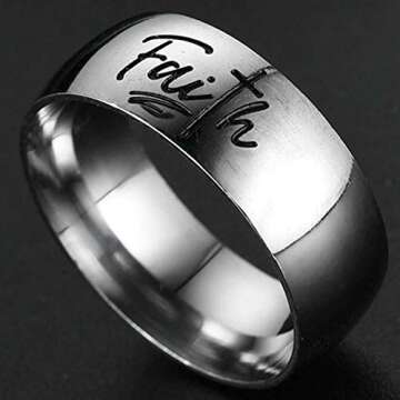 Jude Jewelers 8MM Stainless Steel Faith Wedding Band