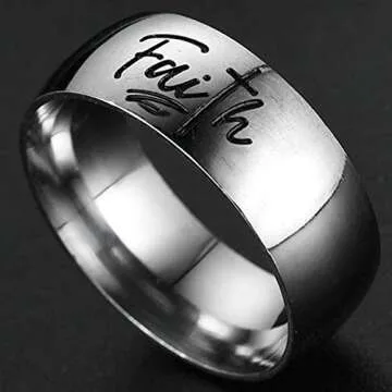 Jude Jewelers 8MM Stainless Steel Faith Wedding Band