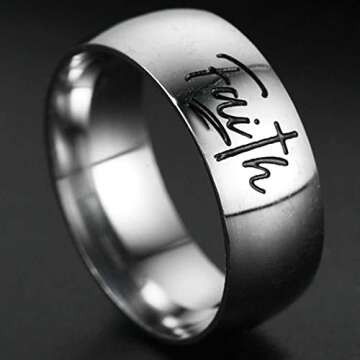 Jude Jewelers 8MM Stainless Steel Faith Wedding Band
