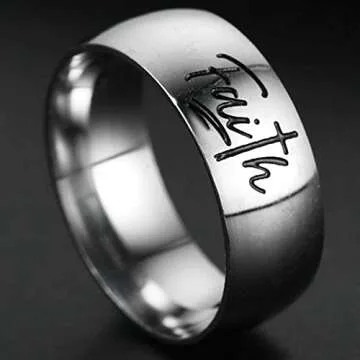 Jude Jewelers 8MM Stainless Steel Faith Wedding Band