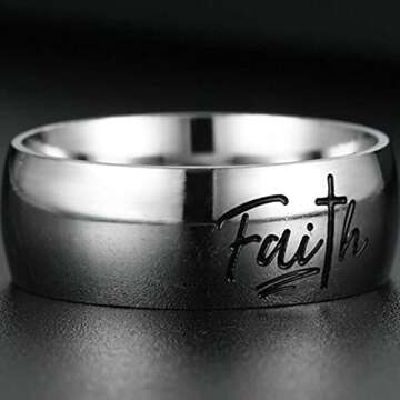 Jude Jewelers 8MM Stainless Steel Faith Wedding Band