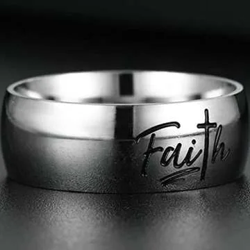 Jude Jewelers 8MM Stainless Steel Faith Wedding Band