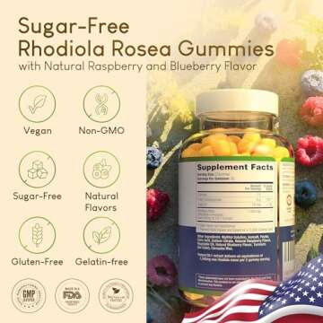 Sugar-Free Rhodiola Rosea Gummies for Energy & Mood