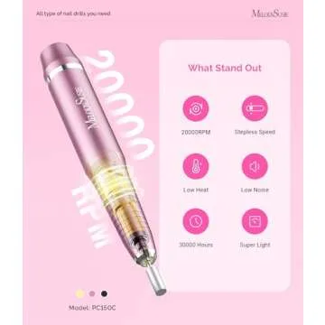 MelodySusie Cordless Electric Nail Drill 25000RPM Portable Kit