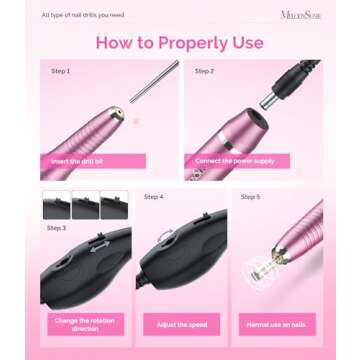 MelodySusie Cordless Electric Nail Drill 25000RPM Portable Kit