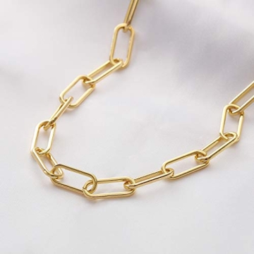 Reoxvo Gold Plated Chunky Chain Necklace for Women