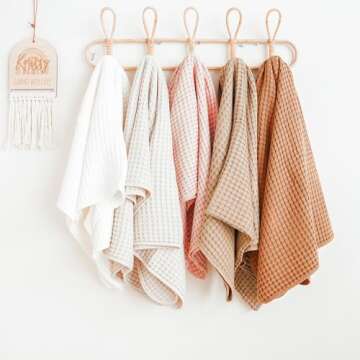 Konssy Waffle Baby Blankets, Nursery Blankets for Boys Girls, Swaddle Blankets Neutral Soft Lightweight Toddler and Kids Throw Blankets(Brown)