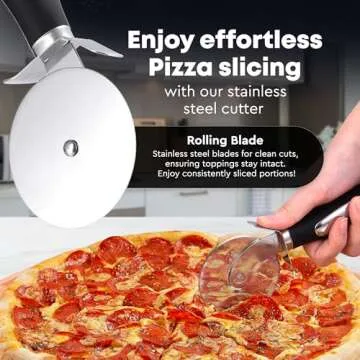 Zulay Kitchen Premium Pizza Cutter - Durable Stainless Steel Pizza Cutter Wheel - Easy-to-Clean, Eas...