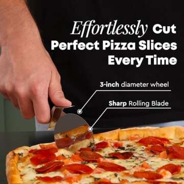 Zulay Kitchen Premium Pizza Cutter - Durable Stainless Steel Pizza Cutter Wheel - Easy-to-Clean, Easy-to-Use Pizza Slicer - Super Sharp with Non-Slip Handle - Dishwasher Safe Pizza Wheel (Black)