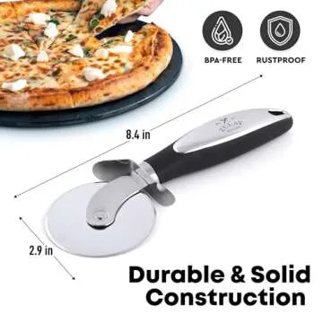 Zulay Kitchen Premium Pizza Cutter - Durable Stainless Steel Pizza Cutter Wheel - Easy-to-Clean, Easy-to-Use Pizza Slicer - Super Sharp with Non-Slip Handle - Dishwasher Safe Pizza Wheel (Black)