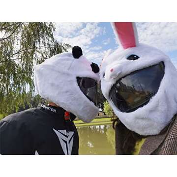 Funny Plush Rabbit Helmet Cover for Full Face Motorcycle Helmets