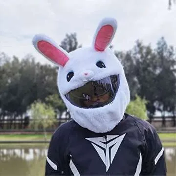 Plush Rabbit Helmet Cover - Fun & Safe Riding Gear