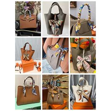 MUAQUATA Long Floral Skinny Scarf For Women Silk Like Neckerchief Hangbag Handle Hair Head Wraps Belt (MQTA01-30)