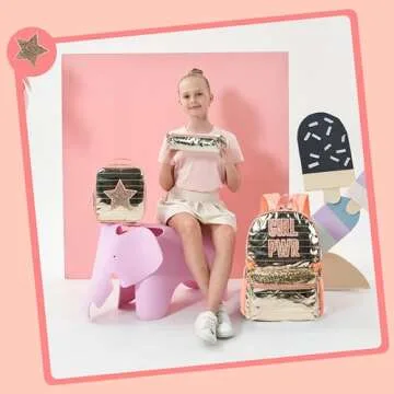 Meetbelify Backpack for Girls School Bag Set with Lunch Box