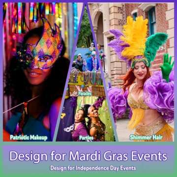 Allstarry Mardi Gras Face Glitter, 4 Colors Chunky Body Glitters Purple Green Gold Face Glitter Eyeshadow Makeup Hair and Eye Glitter Mardi Gras Accessories for Women Mask Balls Street Parties