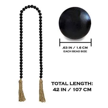 Wooden Bead Garland Decor, Wood Beads Garland Decorative Beads, Wooden Beads Garland, Wood Bead Garland Farmhouse Wood Bead Garland Tassels Boho Tassel Garland Beads Decor Beads Wooden Garland Beads