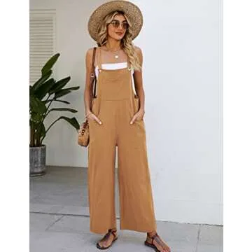 Flygo Women's Cotton Bib Overalls - Comfortable & Stylish Casual Jumpsuits