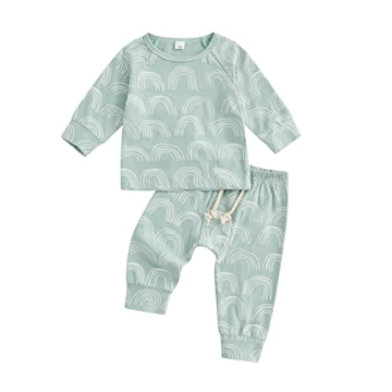 Bingqiling Toddler Baby Girl Boy Rainbow Print Outfits Fall/Winter Newborn 2 Pcs Clothing Sets Long ...