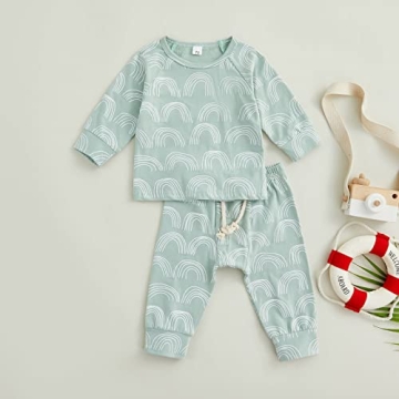 Bingqiling Rainbow Print Toddler Outfit for 0-6 Months
