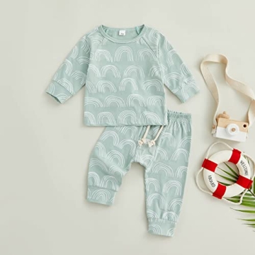 Bingqiling Rainbow Print Toddler Outfit for 0-6 Months