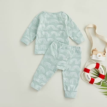 Bingqiling Rainbow Print Toddler Outfit for 0-6 Months
