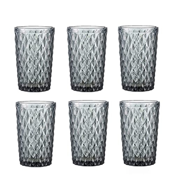 Stylish Bandesun Gray Drinking Glass Set of 6 - 12oz Tumblers