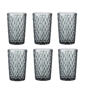 Stylish Bandesun Gray Drinking Glass Set of 6 - 12oz Tumblers