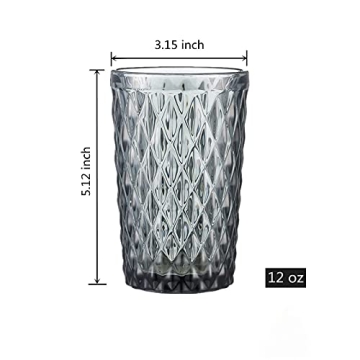 Stylish Bandesun Gray Drinking Glass Set of 6 - 12oz Tumblers