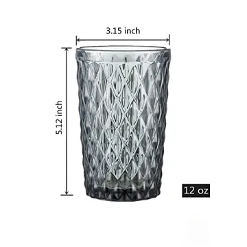 Stylish Bandesun Gray Drinking Glass Set of 6 - 12oz Tumblers