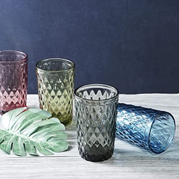 Stylish Bandesun Gray Drinking Glass Set of 6 - 12oz Tumblers