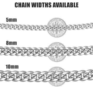 HEXALOVA 5mm Cuban Link Chain for Men Silver Chain for Men Cuban Link Chain for Women Stainless Steel Necklace for Men Cuban Chain Necklace, Mens Chain Necklaces 18 Inch