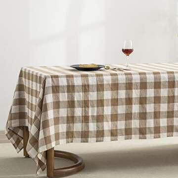 EVERLY 100% Yarn-Dyed Linen Rectangle Tablecloths 60x120Inches for Dining,Buffet Parties,Picnic,Even...