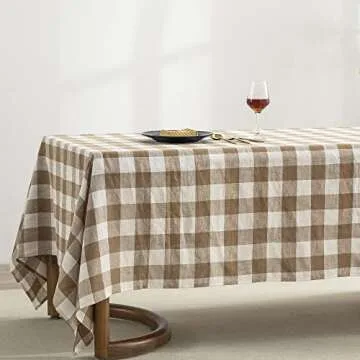 EVERLY 100% Yarn-Dyed Linen Rectangle Tablecloths 60x120Inches for Dining,Buffet Parties,Picnic,Even...
