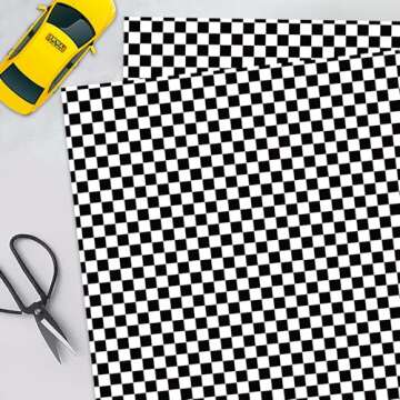 5 Sheets Folded Race Car Wrapping Paper Checkered Party Gift Wrapping Paper for Kids Birthday,Shower,Celebration DIY Crafts Gift Packing, 20 x 30 Inch