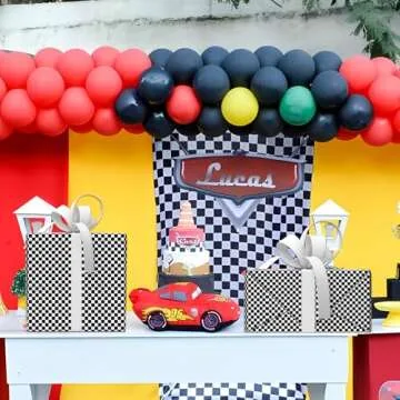 5 Sheets Folded Race Car Wrapping Paper Checkered Party Gift Wrapping Paper for Kids Birthday,Shower,Celebration DIY Crafts Gift Packing, 20 x 30 Inch