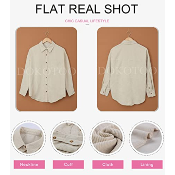 Dokotoo Women's Corduroy Button Down Shirt in Beige