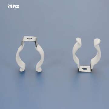 (24-Pack) JESLED T8 U Clips Holder Bracket for 8FT LED Light Bulbs, LED Fluorescent Tube Replacement...