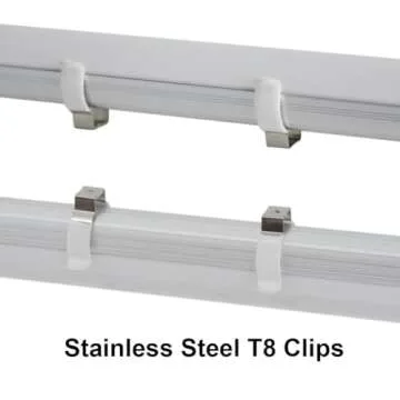 (24-Pack) JESLED T8 U Clips Holder Bracket for 8FT LED Light Bulbs, LED Fluorescent Tube Replacement Mounting Accessories, Stainless Steel Lamp Support, Lampholder, Pipe Clamps to Prevent Sagging