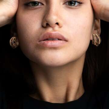 Sonateomber Black White Multiple Rhinestone Hoops C Wrap Claw Earring for Women Dainty Cubic Zirconi...