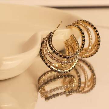 Stylish Sonateomber Rhinestone Multi-Hoop Earrings
