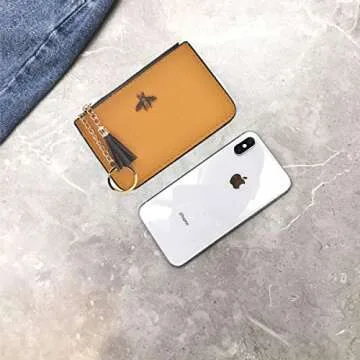 Stylish AnnabelZ Coin Purse with Key Chain & Tassel - Yellow