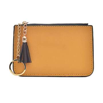 Stylish AnnabelZ Coin Purse with Key Chain & Tassel - Yellow