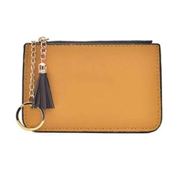 Stylish AnnabelZ Coin Purse with Key Chain & Tassel - Yellow